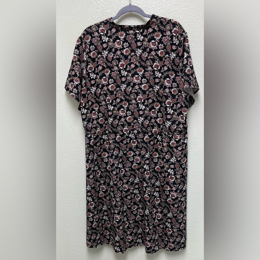 Lands’ End Women’s 1X 16W 18W Cinched Waist 1/2 Button Down Black Floral Dress - Picture 6 of 6